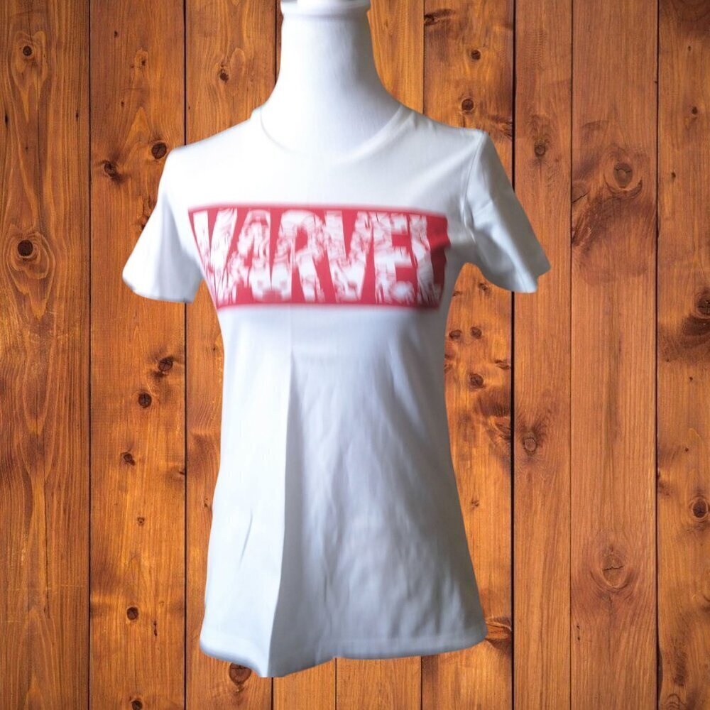 MARVEL COMICS SIZE SMALL WHITE SHORT SLEEVE T-SHIRT PULLOVER SPELLOUT